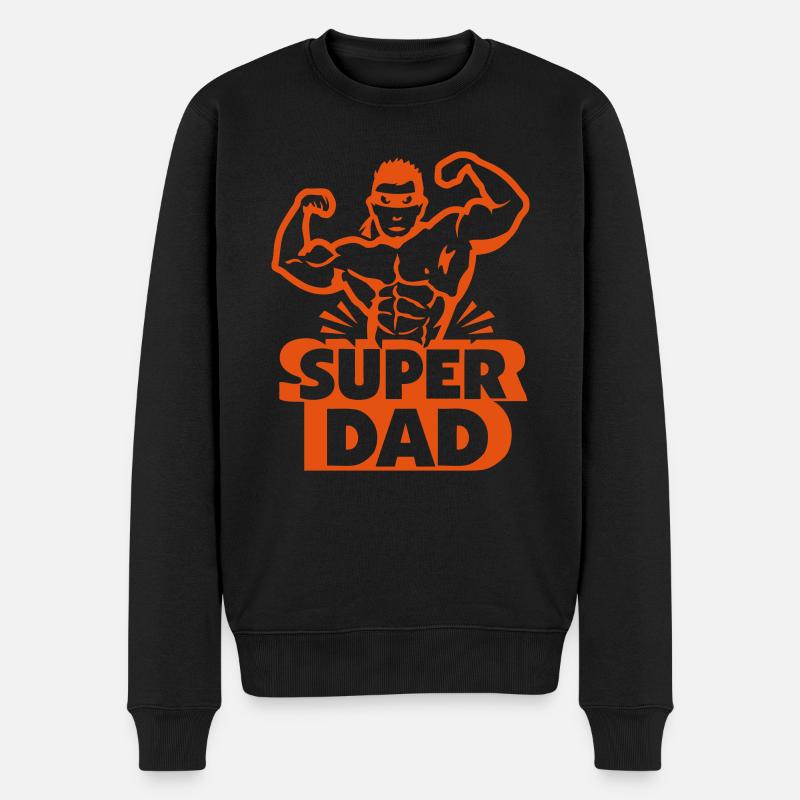 Super Dad Helden Muskel - Männer Premium Bio Pullover - Schwarz