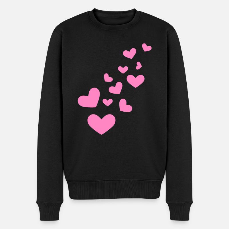 Herzchen Herz Muster Geschenk - Männer Premium Bio Pullover - Schwarz