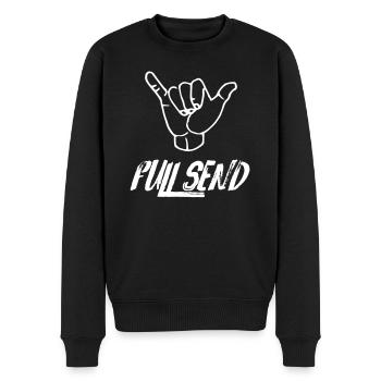 Full Send , Send it Hangloose Skate surfer gruß - Männer Premium Bio Pullover - Schwarz - Vorne - Nico (187cm)