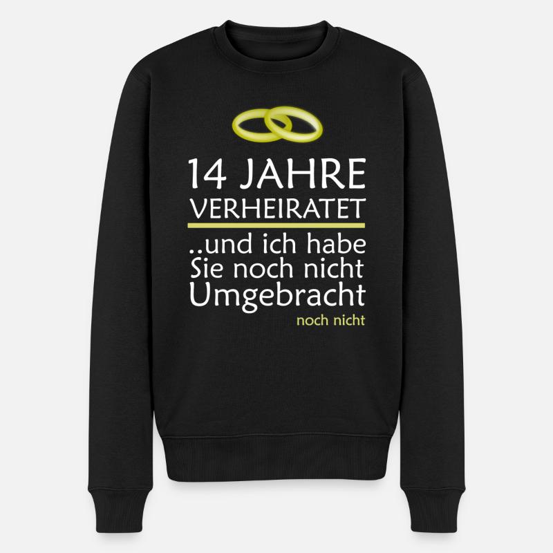 14 Jahre Verheiratet Elfenbeinhochzeit Geschenk - Männer Premium Bio Pullover - Schwarz