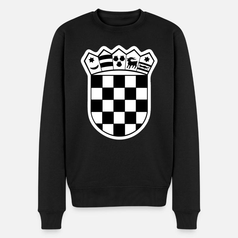 Wappen Kroatien Flagge Hrvatska - Männer Premium Bio Pullover - Schwarz