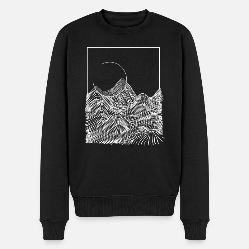 Berglandschaft aus Linien für Bergsteiger - Männer Premium Bio Pullover - Schwarz