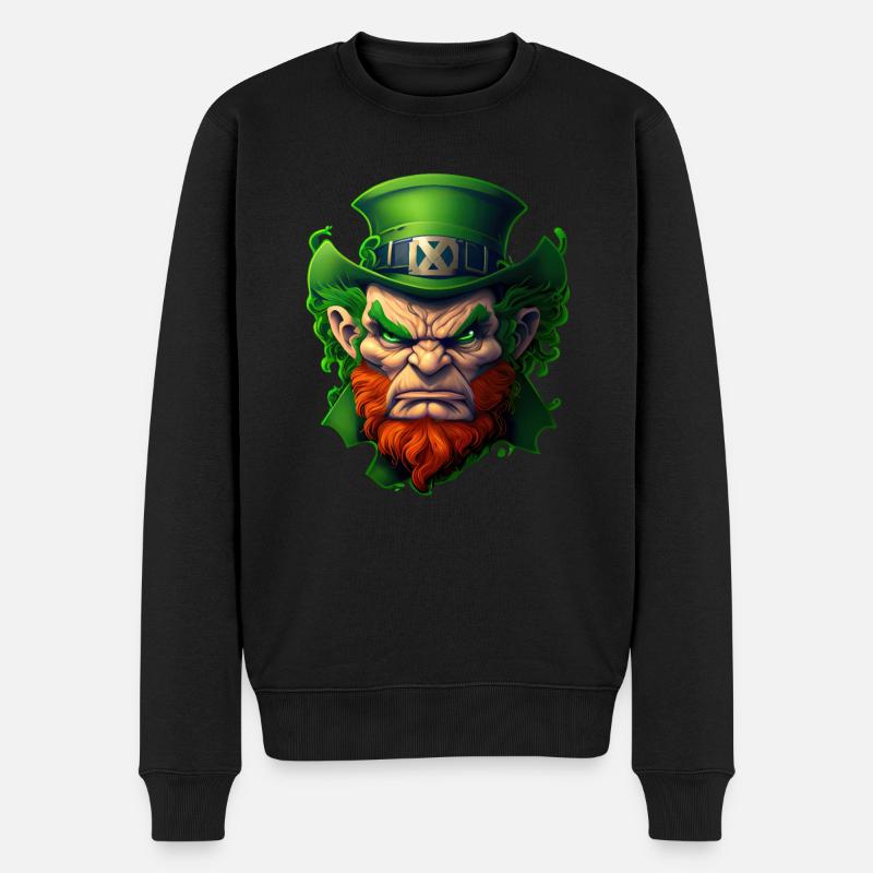 Leprechaun en colère Saint-Patrick - Pull Premium bio Homme - noir