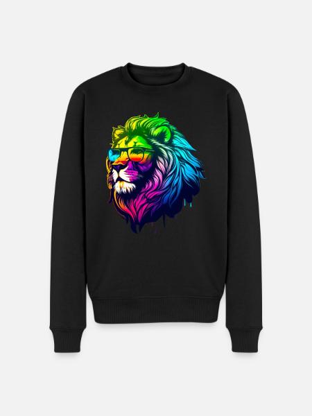 Bespectacled Lion - Men's Premium Organic Jumper - black