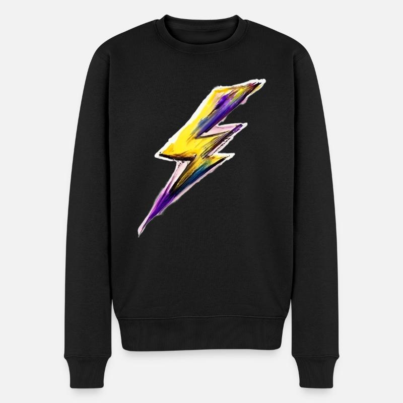 Stilisierter Blitz - Männer Premium Bio Pullover - Schwarz