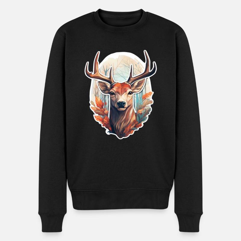 Tête de cerf - Pull Premium bio Homme - noir