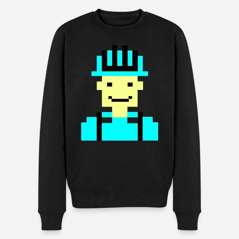 Ouvrier du bâtiment Pixel 01 - Pull Premium bio Homme - noir