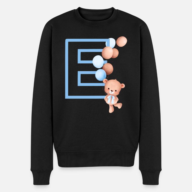 Lettre e bleue ours - Pull Premium bio Homme - noir