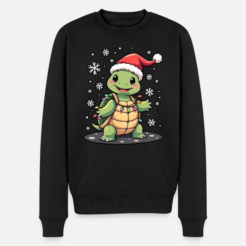 Schildkröte Schildkröten Weihnachten - Männer Premium Bio Pullover - Schwarz