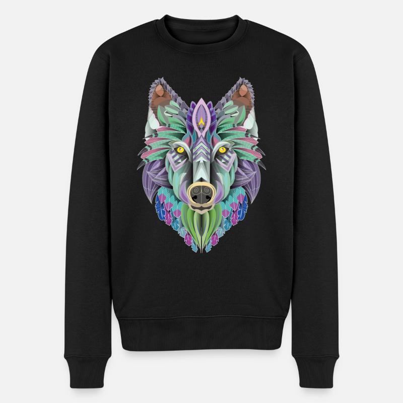 totem of the wolf - Männer Premium Bio Pullover - Schwarz