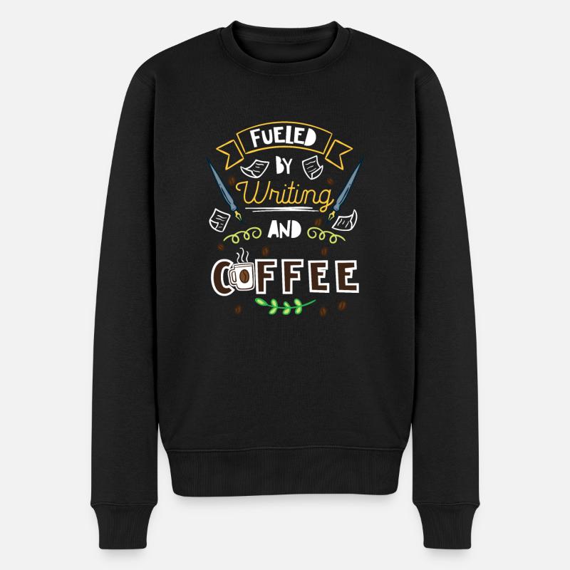 Fueled By Writing And Coffee - Männer Premium Bio Pullover - Schwarz