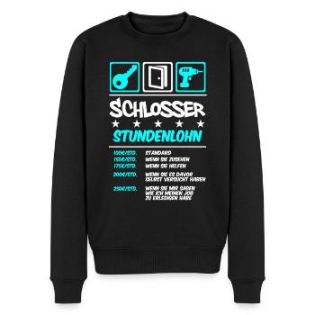 Stundenlohn | Schlosser Schlüsseldienst - Männer Premium Bio Pullover - Schwarz - Vorne - Nico (187cm)