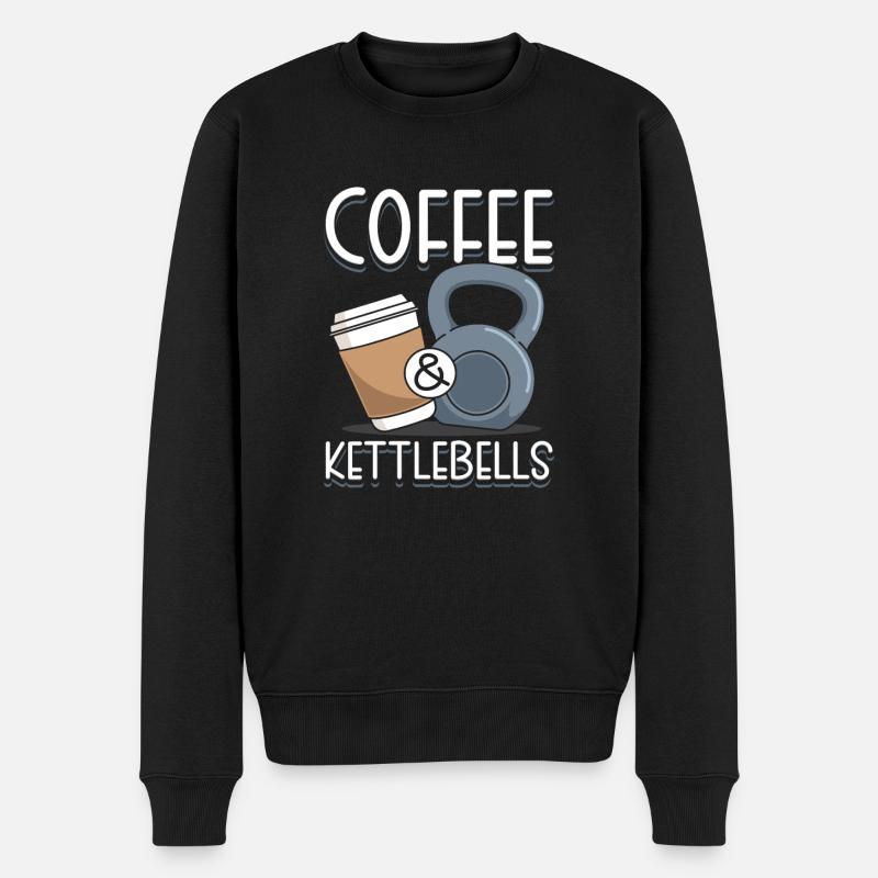 Coffee & Kettlebells - Männer Premium Bio Pullover - Schwarz