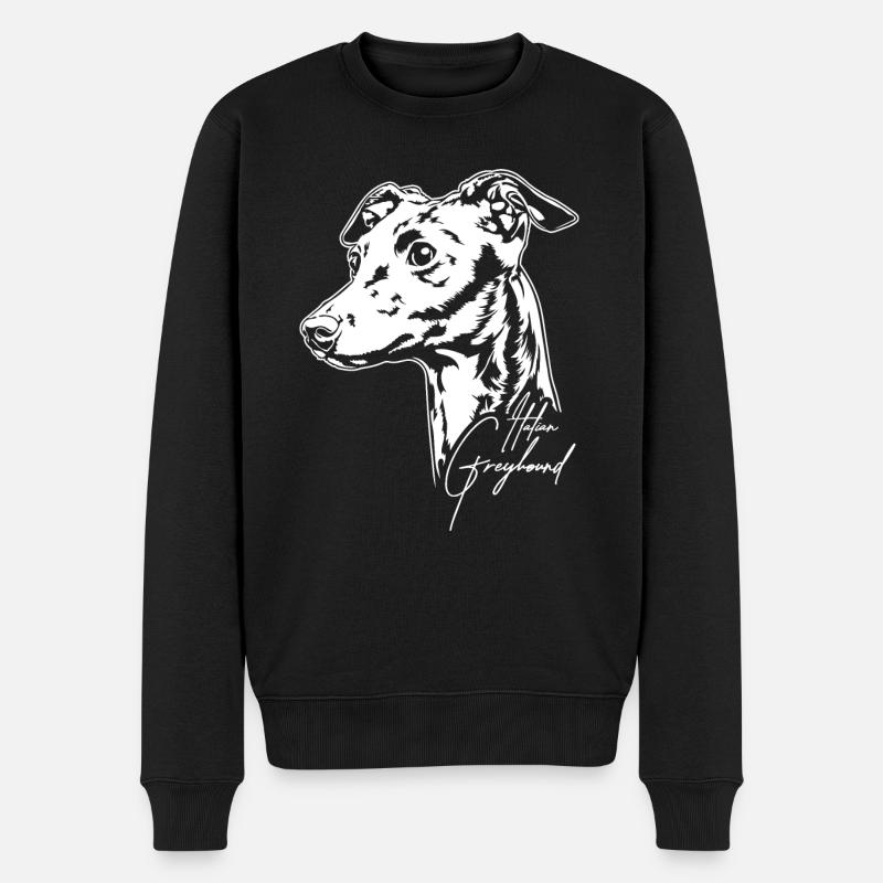 ITALIAN GREYHOUND Portrait Windhund Wilsigns - Männer Premium Bio Pullover - Schwarz
