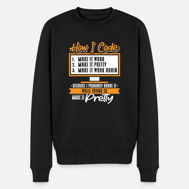 How I Code - Männer Premium Bio Pullover - Schwarz