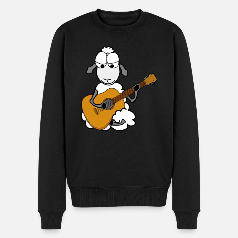 Schaf spielt Gitarre - Männer Premium Bio Pullover - Schwarz