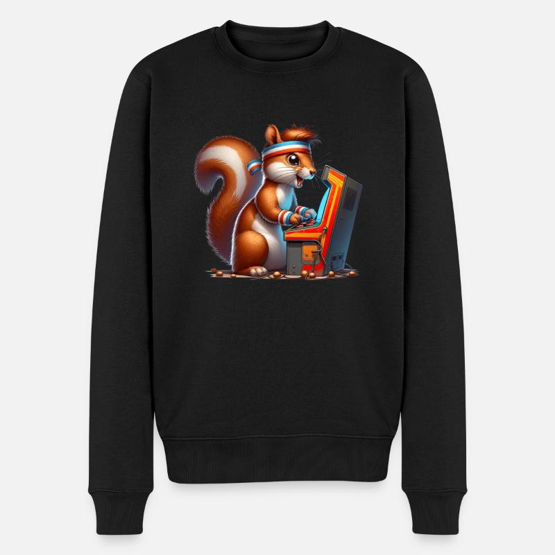 Illustration eines Cartoon-Eichhörnchens - Männer Premium Bio Pullover - Schwarz