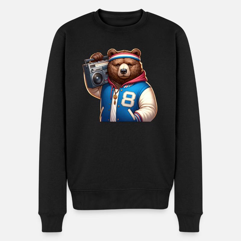 Illustration stylisée d’un ours cool - Pull Premium bio Homme - noir