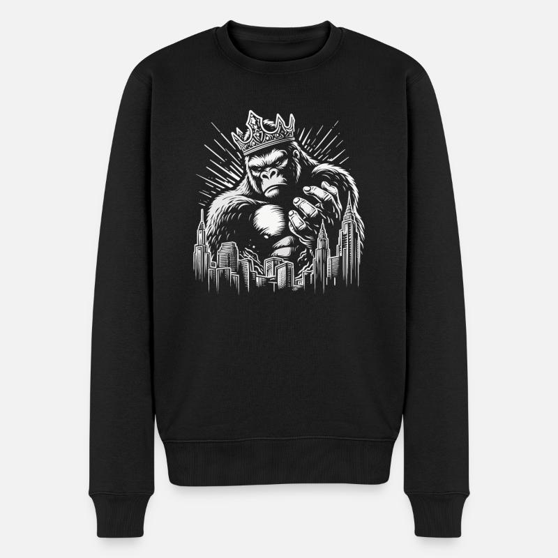 König der Affen - Männer Premium Bio Pullover - Schwarz