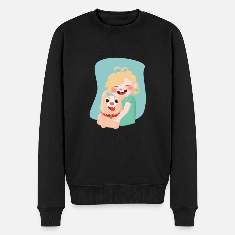 Enfant avec un chien - Pull Premium bio Homme - noir