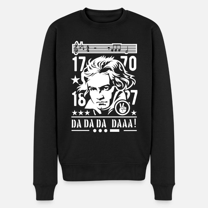 Beethoven Porträt Erste Noten Fünfte Sinfonie - Männer Premium Bio Pullover - Schwarz