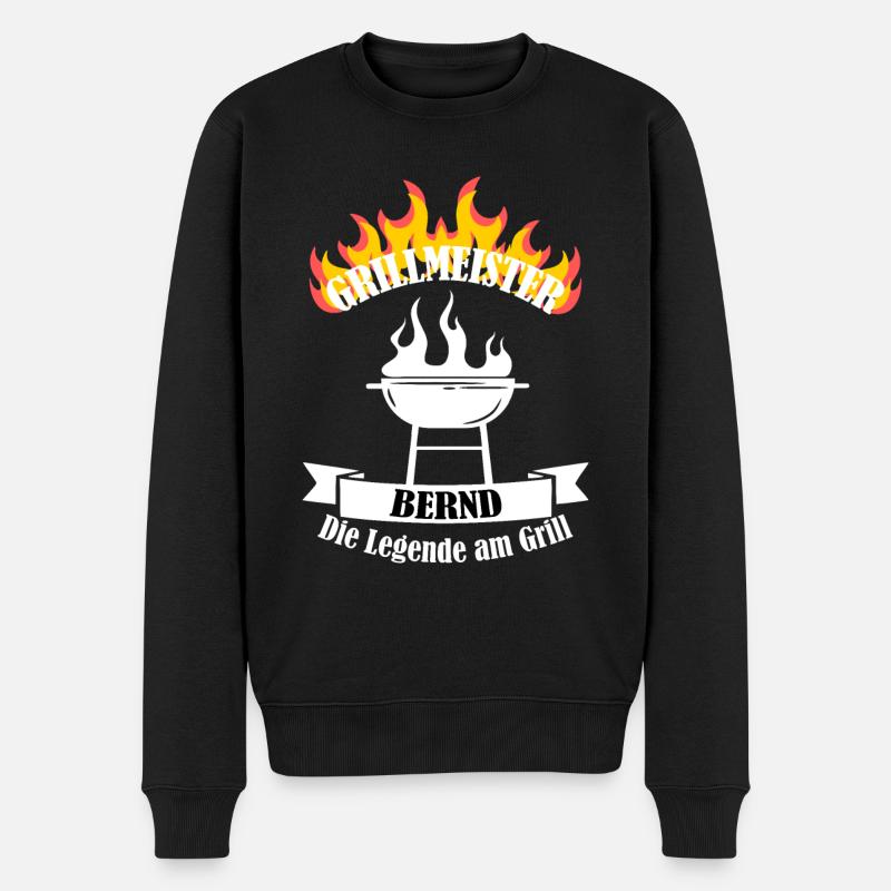 Grillmeister Bernd lustiger Spruch Vorname - Männer Premium Bio Pullover - Schwarz