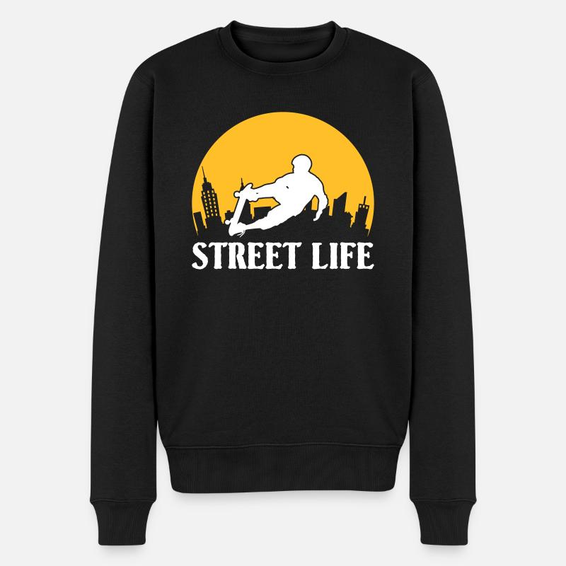 Planche à roulettes Street Life - Pull Premium bio Homme - noir