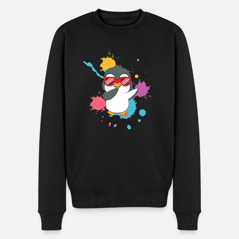 Dabbing Pinguin süß - Männer Premium Bio Pullover - Schwarz