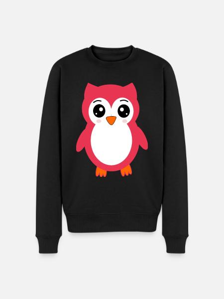 Eule pink rosa rot - Männer Premium Bio Pullover - Schwarz