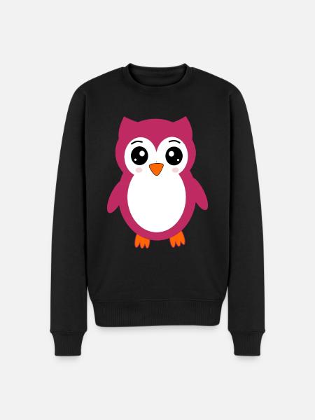 Søt kawaii ugle t-skjorte gave - Premium økologisk genser for menn - svart