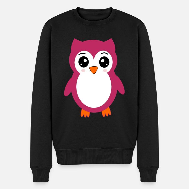 chouette, hibou rose - Pull Premium bio Homme - noir