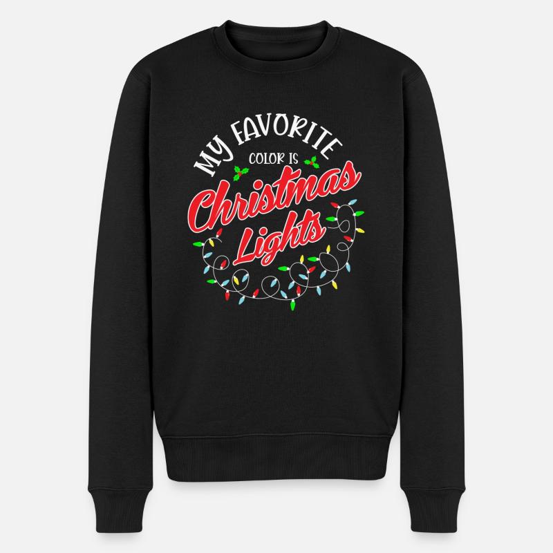 Meine Lieblingsfarbe Ist Weihnachtsbeleuchtung - Männer Premium Bio Pullover - Schwarz