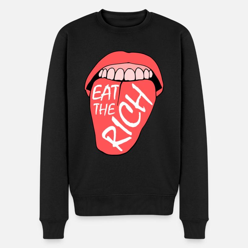Eat the rich - Männer Premium Bio Pullover - Schwarz