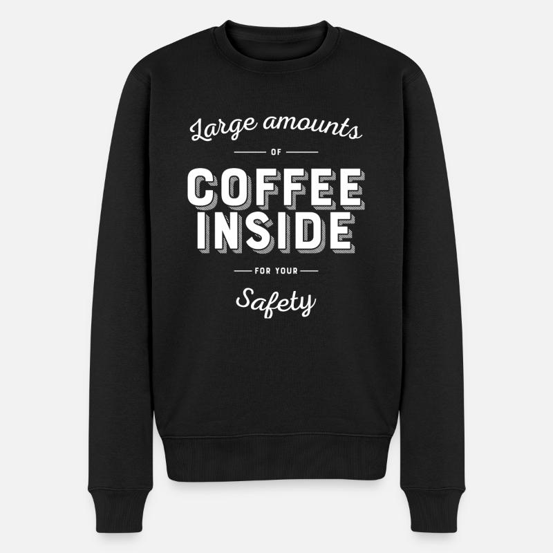 Kaffee innen zur Sicherheit Koffein Junkies - Männer Premium Bio Pullover - Schwarz