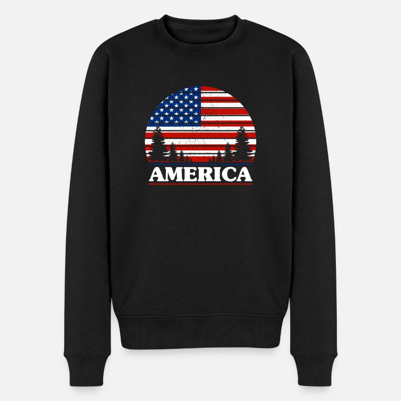 Etats-Unis - Pull Premium bio Homme - noir