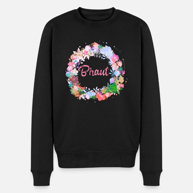 blumenkranz,Bride, kranz,graffti,bunt,blumen - Männer Premium Bio Pullover - Schwarz