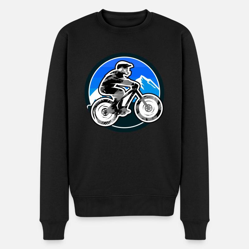 downhill,hügel,mountainbike,rad,radfahrer,graffiti - Männer Premium Bio Pullover - Schwarz