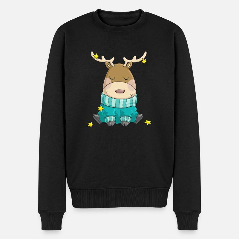 Putziges Weihnachts Rentier Comic - Männer Premium Bio Pullover - Schwarz
