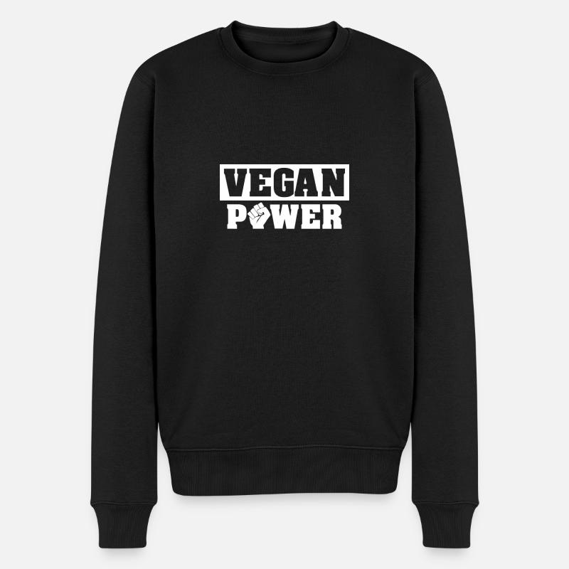 Vegan Power | Vegan Shirts - Männer Premium Bio Pullover - Schwarz