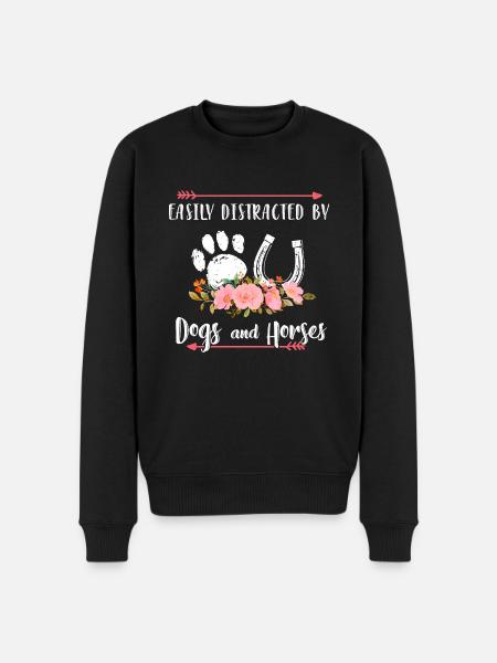Liebe zu Pferde & Hunden - Männer Premium Bio Pullover - Schwarz