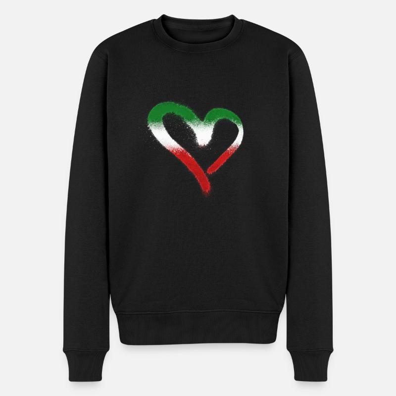 Femme Vie Liberté,Cœur,Iran,Drapeau - Pull Premium bio Homme - noir
