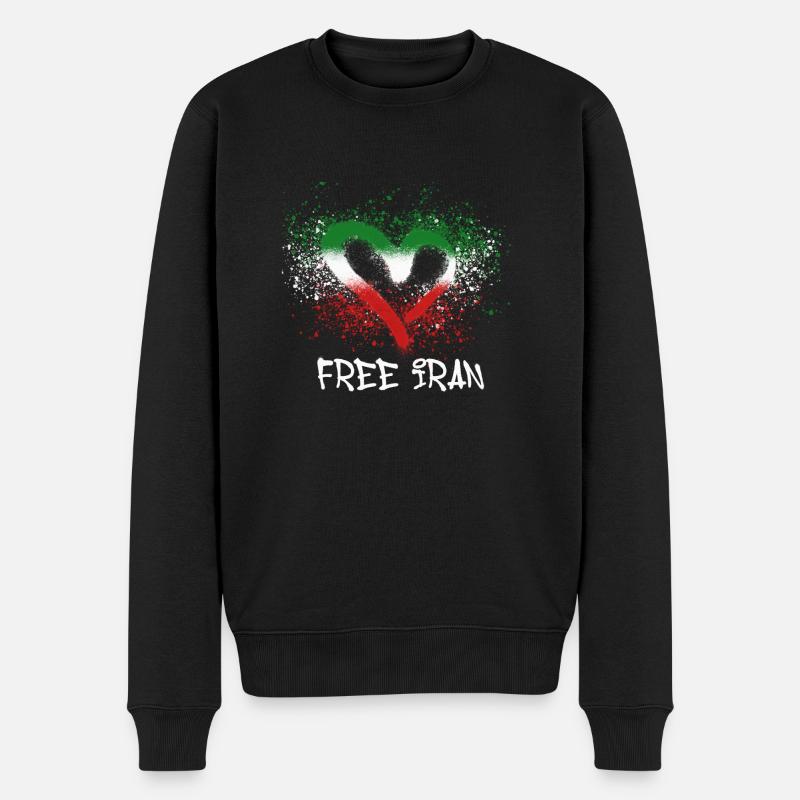free iran,herz,iran,flagge,graffiti - Männer Premium Bio Pullover - Schwarz