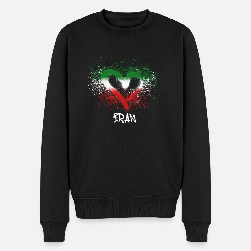 Iran,herz,iran,flagge,graffiti - Männer Premium Bio Pullover - Schwarz