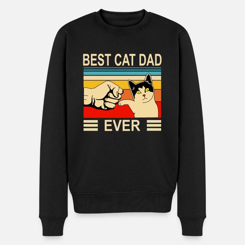 Best Cat Dad Ever Bester Katzen Papa Vater Kitten - Männer Premium Bio Pullover - Schwarz