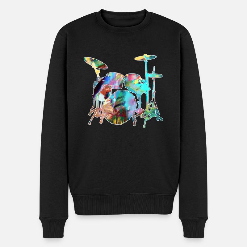 schlagzeug,graffiti,bunt,Malerei - Männer Premium Bio Pullover - Schwarz