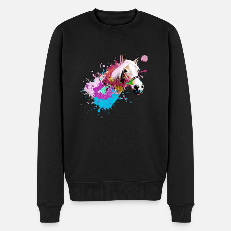 pferd,haflinger, graffiti, malerei, bunt, pferde, - Männer Premium Bio Pullover - Schwarz