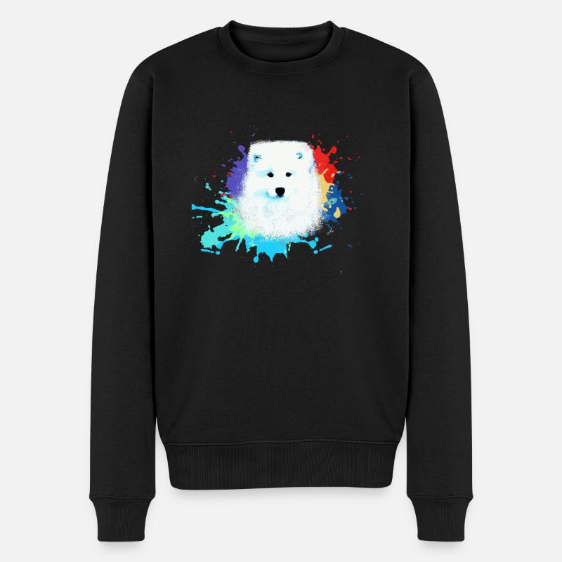 samojede, hund ,graffiti,malerei wolf,pastell,bunt - Männer Premium Bio Pullover - Schwarz