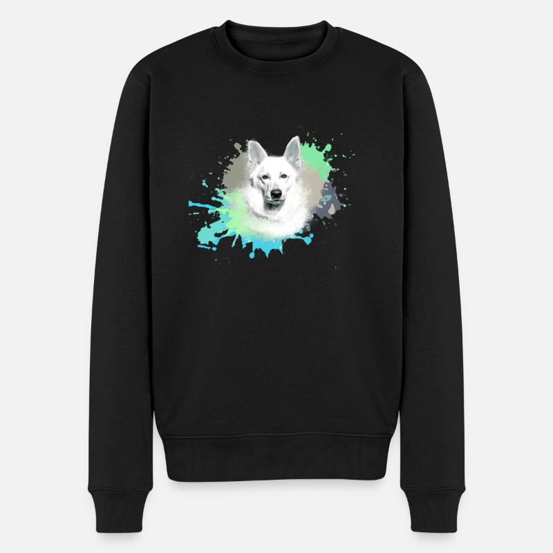 weisser schäferhund ,hund ,weiß,hund ,husky,wolf - Männer Premium Bio Pullover - Schwarz