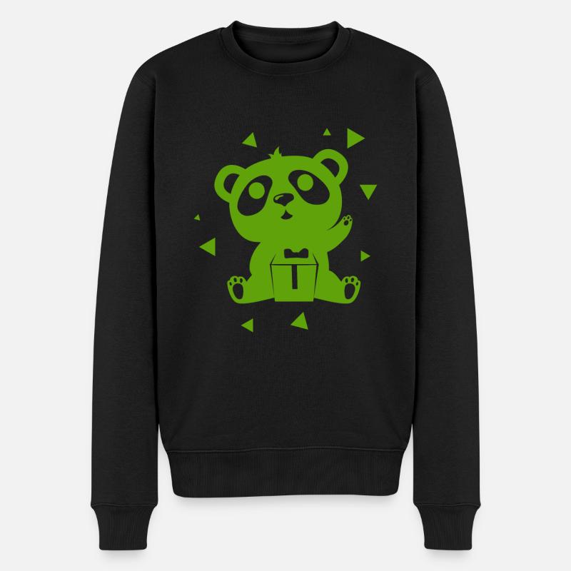 Bär - Panda Wald Natur Freiheit wild - Männer Premium Bio Pullover - Schwarz