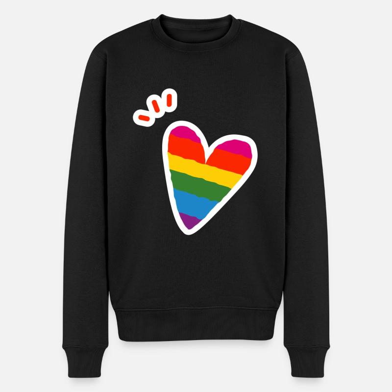 LGBTQ Herz Pride Gleichberechtigung lgbtq+ - Männer Premium Bio Pullover - Schwarz